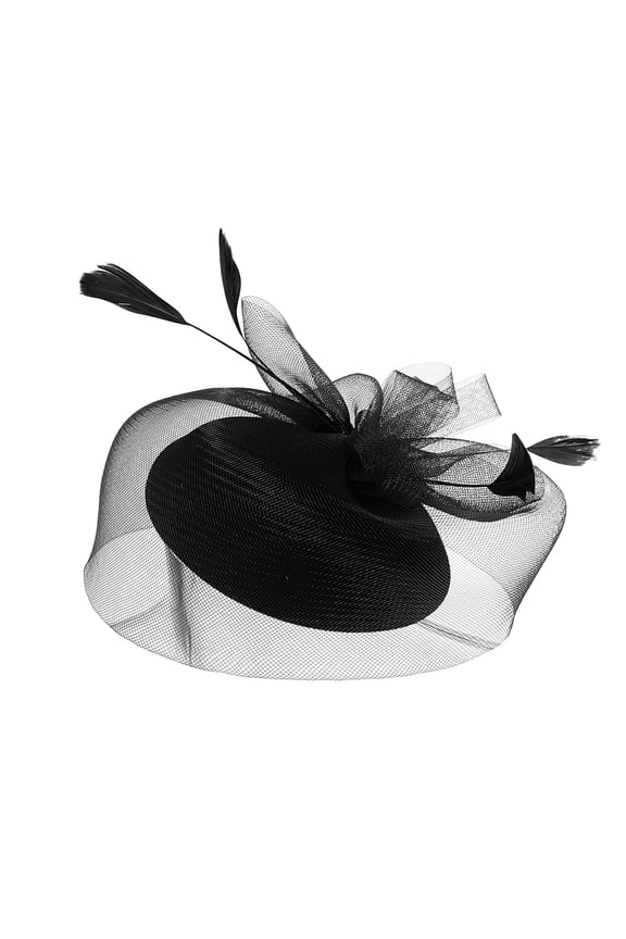 fascinators Headband Hair Clip Church Hat Feather Mesh Headband head bands with clips ladies hats for tea party Fascinators Hats Veil Hair Clip Headband Hair Clips Black One Size