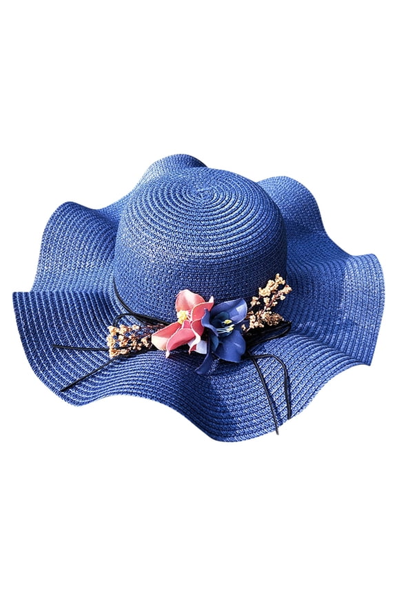 sun hat Summer Straw Hats sunshine hat Straw Hats for Women Summer UV Protection Beach Cap summer hats for women Sun Protection Straw Hat Wide Brim Hat Beach Straw Hats Navy One Size