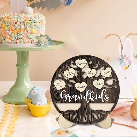 JJKBV Meaningful Family Tree Decoration Keep Memory Wooden Family Tree Decoration Present For Grandparents (with Base)