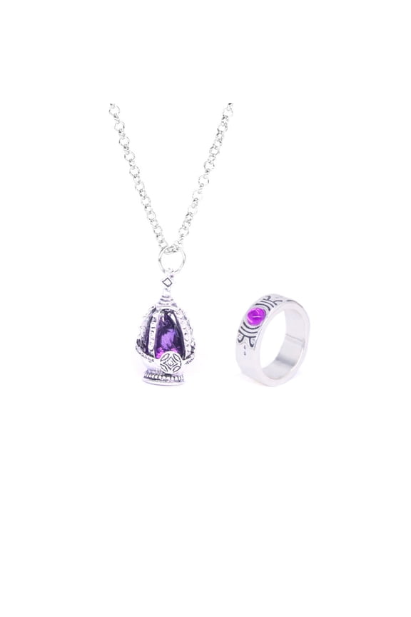 2PCS Akemi Homura Soul Gem Core Necklaces set for Anime Cosplay Props Accessories festival holiday with 5 Unique Tail Rings for Every Character!