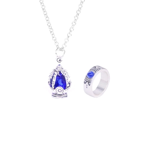 JJKcosplay 2PCS Miki Sayaka Soul Gem Core Necklaces set for Anime Cosplay Props Accessories festival holiday with 5 Unique Tail Rings for Every Character!
