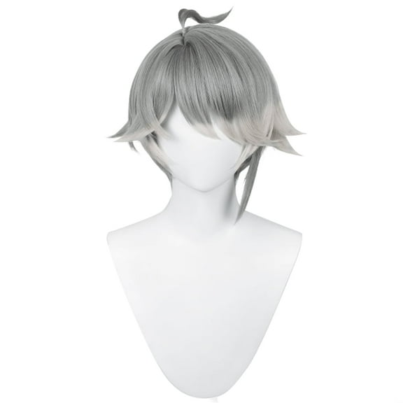 JJKcosplay Game Alhaitham Cosplay Wig for G-I Short Gray Party Halloween Wig
