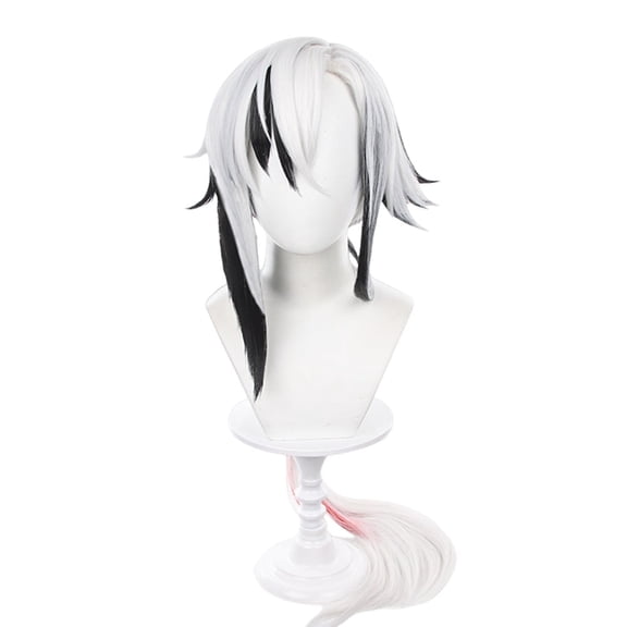 JJKcosplay Game Arlecchino Cosplay Wig for G-I Short White Mixed Black Party Halloween Wig