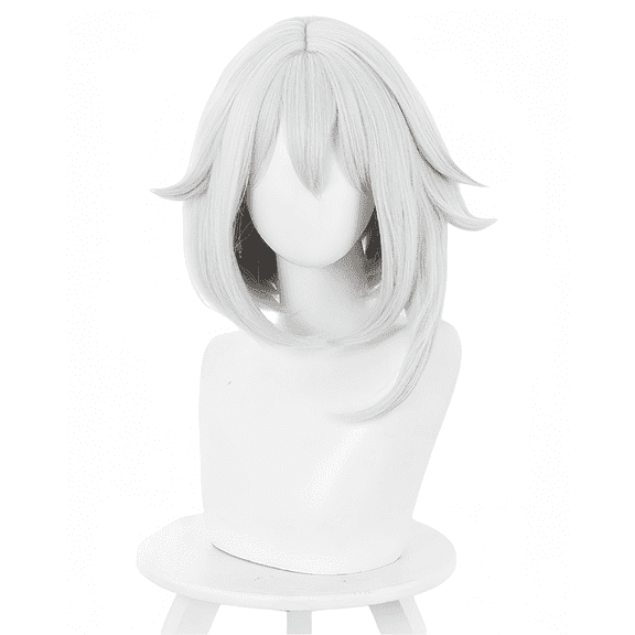 JJKcosplay Game Paimon Cosplay Wig for Genshin Impact Short Silver Grey Wig Party Halloween Wig