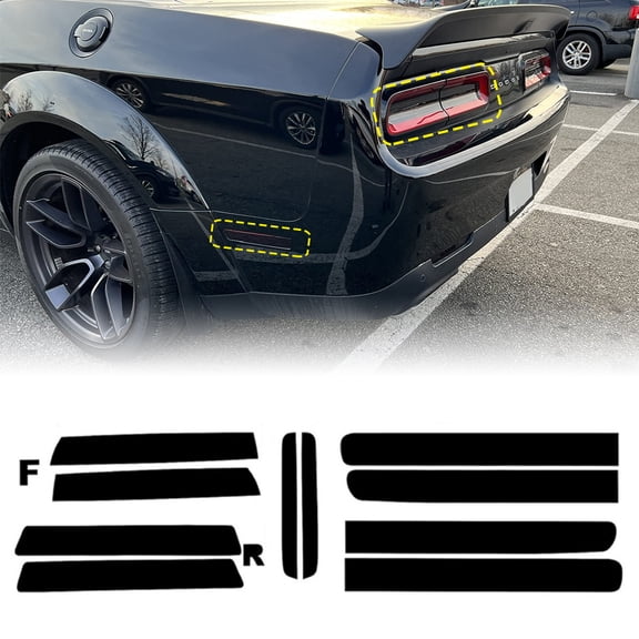 JJMY 10X Tail Light Sidemarkers Rear Reflectors Tint Kit Fits Dodge Challenger 2015-2024