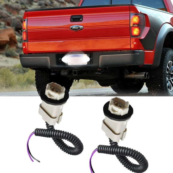 JJMY 2PCSFor Ford Bronco/Explorer/Ranger/F-150 License Plate Light Socket Wiring Harness Pigtail, 1 Pack