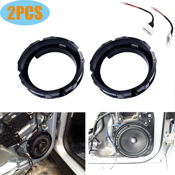 JJMY 2X 6.5 Inch Speaker Adapter Bracket Ring With Harness For VW GTI Golf Audi A3
