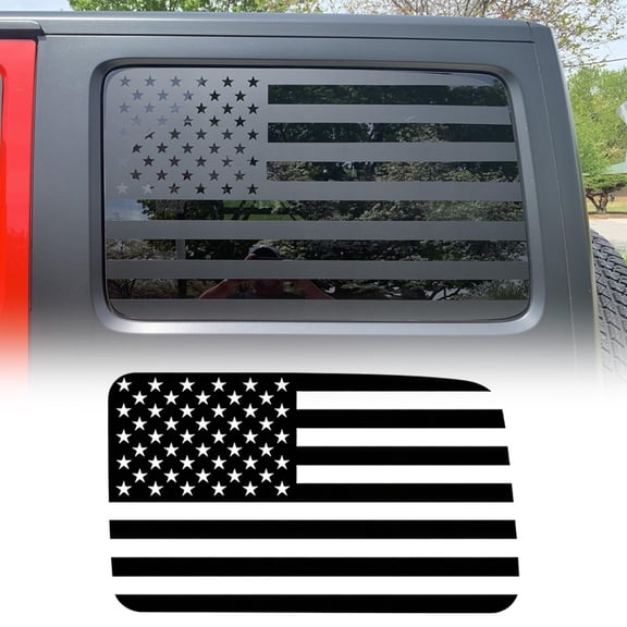 JJMY 2X Car Rear Window American Flag Vinyl Decal For Jeep Wrangler JL JLU 2018-2026