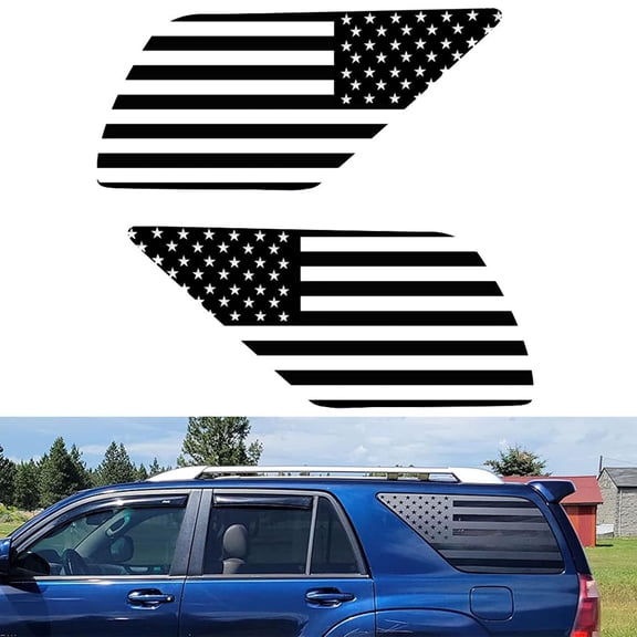 JJMY 2X For Toyota 4Runner 4th Gen 2003-2009 Rear Side Window USA Flag Decal Sticker