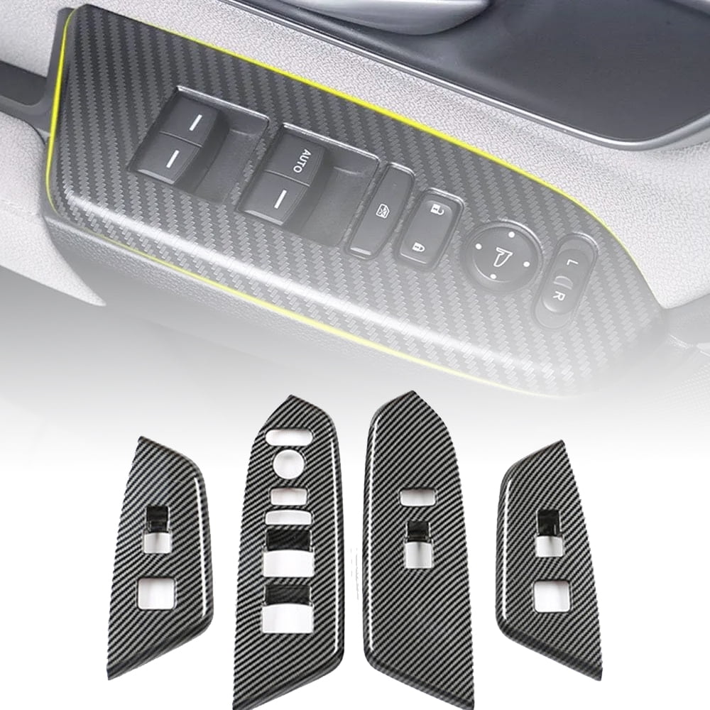 JJMY 4X For 2017-21 Honda CRV Accessories Carbon Fiber Door Armrest Panel Trim Cover