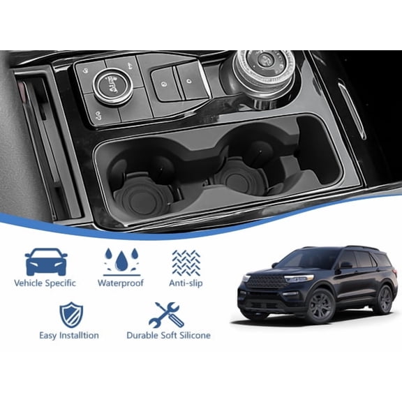 JJMY Center Console Inserts Cup Holder Black For Ford Explorer 2020-2024 Accessories