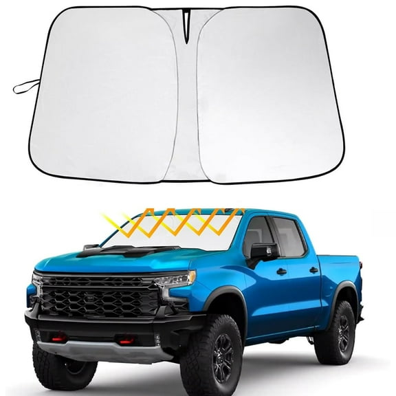JJMY Custom For 2019-2025 Chevy Silverado Windshield Sun Shade Cover UV Block Visor, 1 Pack