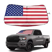 JJMY Custom for 2019-2026 Dodge RAM 1500 US Flag Car Windshield Sun Shade Window Cover, 1 Pack