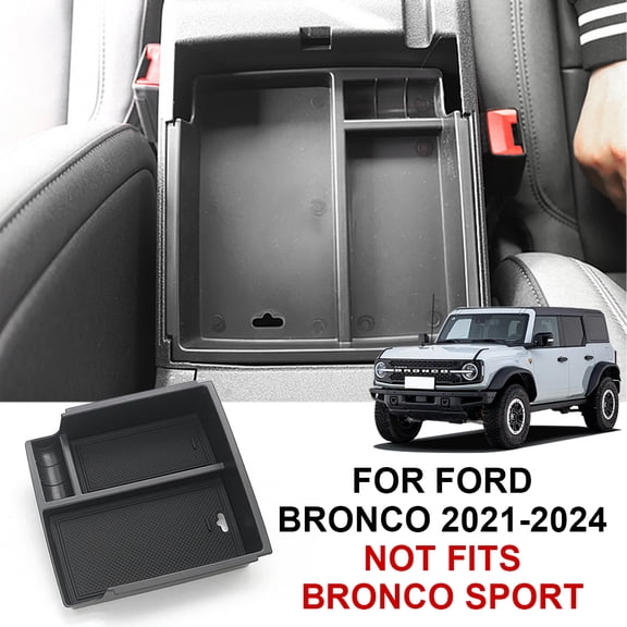 JJMY Custom  for 2021-2024 Ford Bronco Center Console Armrest Storage Box Tray Accessories, 1 Pack