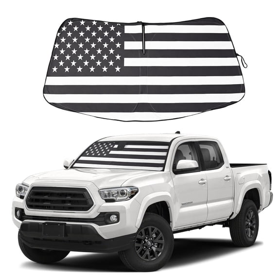 JJMY Custom for Toyota Tacoma 2016-2023 Windshield Sun Shade US Flag UV Rays Blocks Visor, 1 Pack
