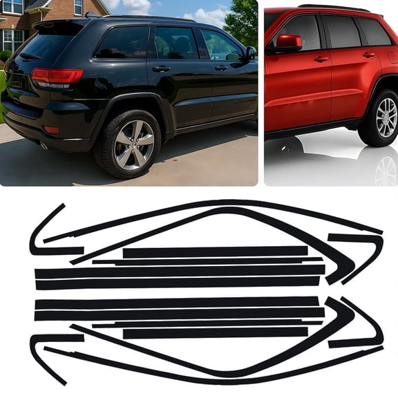 JJMY Fit for Jeep Grand Cherokee 14-21 Side Window Trim Chrome Delete Vinyl Wrap Overlay