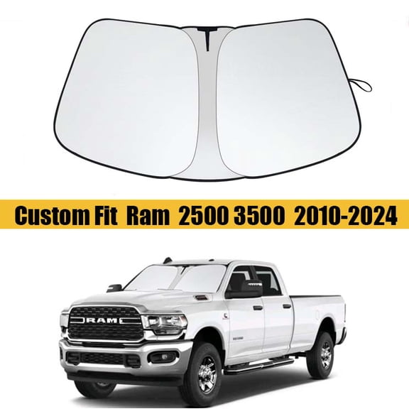 JJMY For 2010-2024 Dodge Ram 2500 3500 Car Sun Shade Visor Front Window Windshield Cover , 1 Pack