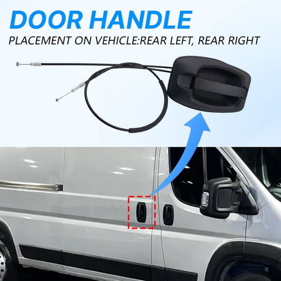 JJMY For 2014-2022 Ram ProMaster 1500 2500 3500 Van Sliding Door Handle & Cable Assy