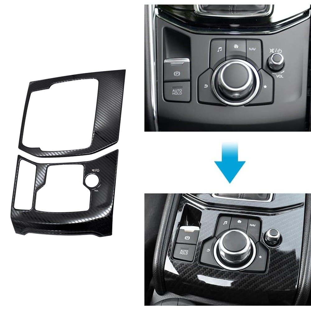 JJMY For 2017-2025 Mazda CX5 Carbon Fiber Gear Shift Box Panel Cover Trim Accessories