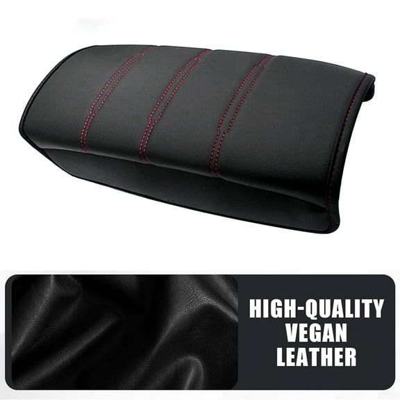 JJMY For 2023-2024 Honda CR-V Car Armrest Cover Center Console Black PU Leather