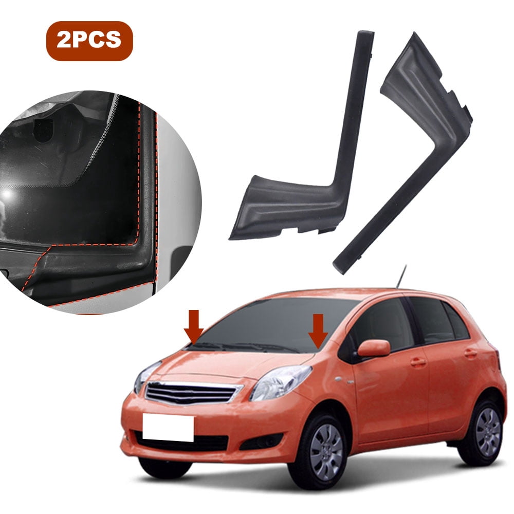 Front Windshield Cowl Side Seal Extension Cover For Toyota Yaris 2012-2015 – ABS Black Bolt-On