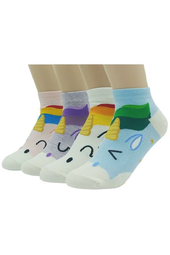 Women's Unicorn Lucky Horeshoe Print Rainbow Socks