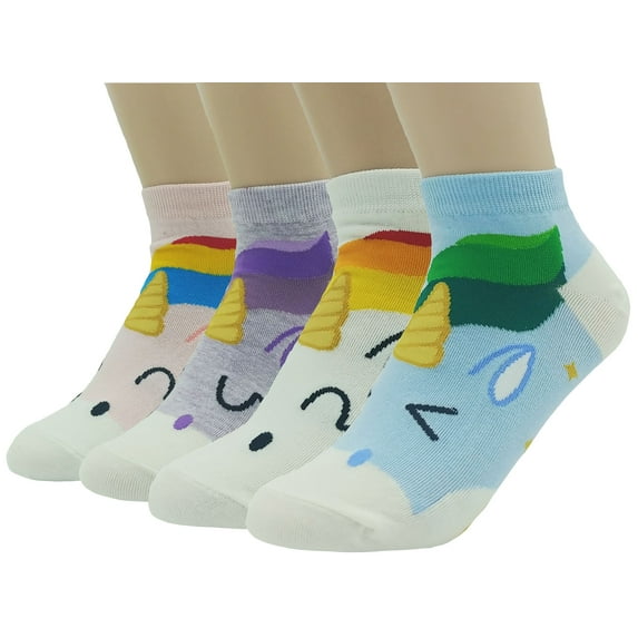 JJMax Women's Unicorn Lucky Horeshoe Print Rainbow Socks