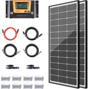 JJN 12 Volt 200w Monocrystalline Solar Panel Off-Grid Starter Kit with 30A PWM Charge Controller