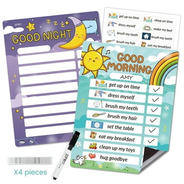 JJPRO Daily Routine Chart for Kids-Bedtime Checklist Toddlers, Morning Routine Chart for Kids, Magnetic Schedule Chart at Home, Dry Erase Routine Chart