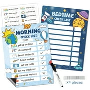 JJPRO Kids Daily Schedule Whiteboard-Fridge Magnet to Log Bedtime Routine-Outer Space Morning Routine Activity Poster,Dry Erase Routine Chart Checklist for Kids at Home
