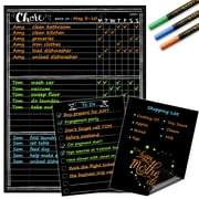 JJPRO Magnetic Chore Chart Chalkboard with 2 Bonus Dry Erase Pads and 3 Liquid Chalk Markers, 3 Count