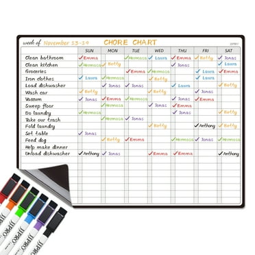 JJPRO Magnetic Dry Erase Chore Chart for Fridge - Reusable Chore Chart for Refrigerator - Used for Multiple Kids - Chore Refrigerator Organizer - Behavior Chart for Multiple Kids