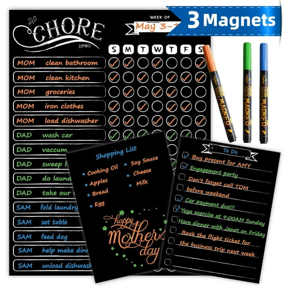 JJPRO Magnetic Reward Chore Chalkboard with Chalk Marker