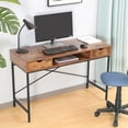 thumbnail image 1 of JJS 48' Writing Desk with Drawers, Contemporary Home Office Large Computer Laptop Workstation with Storage, Rustic Brown, 1 of 7