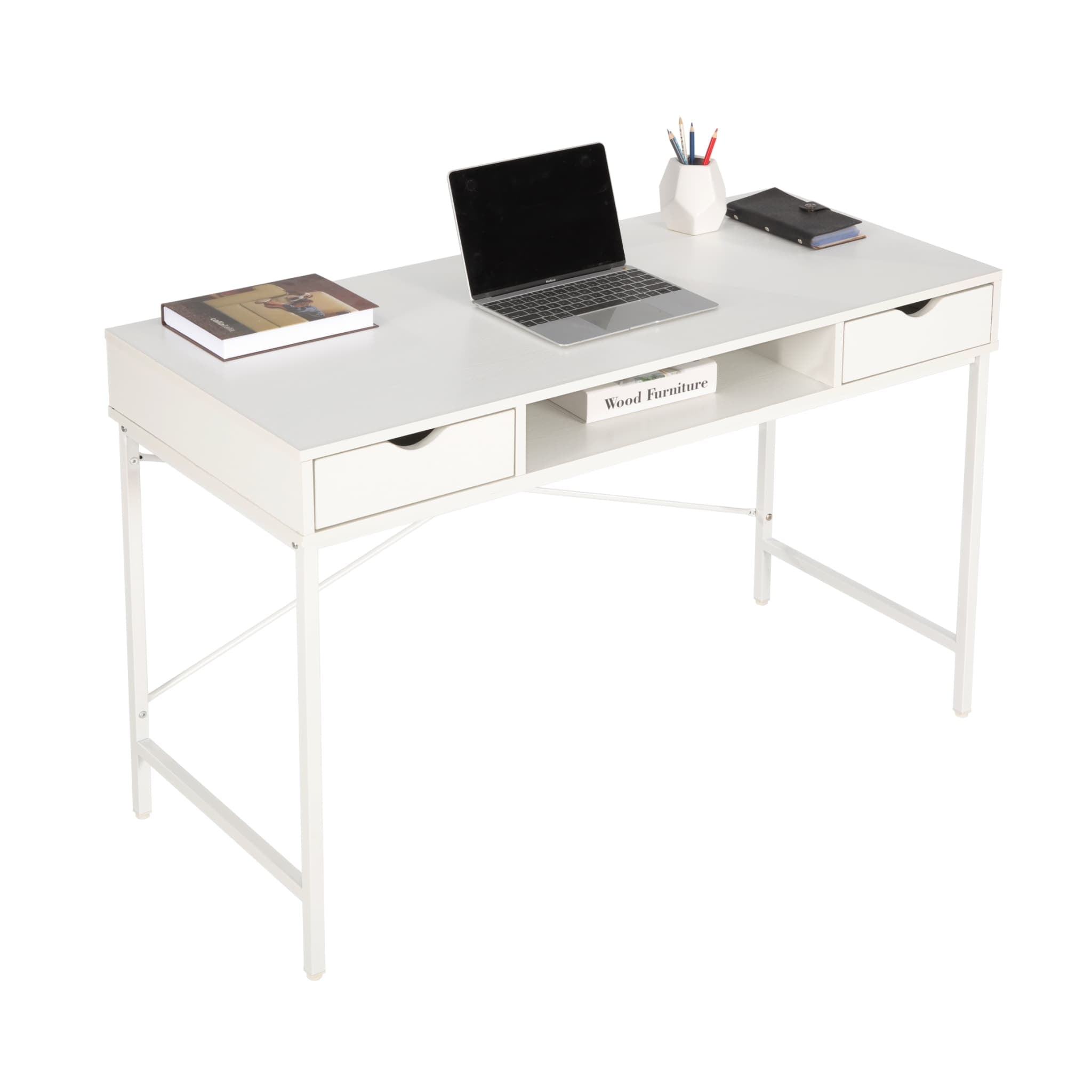 JJS 48' Writing Desk with Drawers, Contemporary Home Office Large