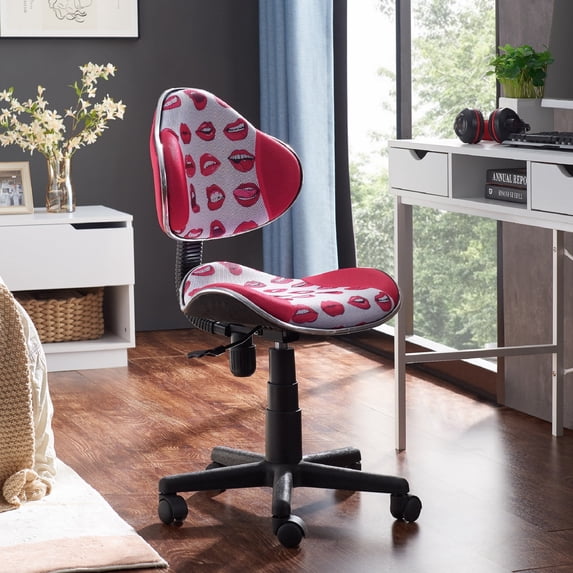JJS Home Office Low Back Computer Executive Chair, Ergonomic Mesh Chair with Extra Large Base and Pads, PinkLip