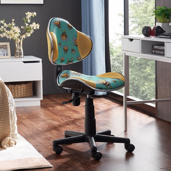 JJS Home Office Low Back Computer Executive Chair, Ergonomic Mesh Chair with Extra Large Base and Pads, YellowBee