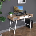 thumbnail image 1 of JJS Home Office Writing Desk with Drawers, Modern Computer Study Wooden Desk Table Laptop PC Workstation with Storage, Mid Century Oak, 1 of 6