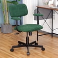 thumbnail image 1 of JJS Low Back Velvet Fabric Home Office Computer Chair with Armrest in Green, 1 of 8