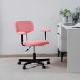 thumbnail image 1 of JJS Low Back Velvet Fabric Home Office Computer Chair with Armrest in Pink, 1 of 9