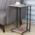 thumbnail image 1 of JJS Side End C Table for Sofa, Living Room Couch Table Snack Table That Slide Under for Small Spaces Cement/Black, 1 of 7