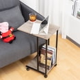 thumbnail image 1 of JJS Side End C Table for Sofa, Living Room Couch Table Snack Table That Slide Under for Small Spaces, Smoky Grey, 1 of 7