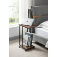 thumbnail image 1 of JJS Side End C Table for Sofa, Living Room Couch Table Snack Table That Slide Under for Small Spaces, Walnut/Black, 1 of 7