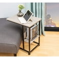 thumbnail image 1 of JJS Side End C Table with Magazine Holder for Sofa, Living Room Couch Table Snack Table That Slide Under for Small Spaces, Cement/Black, 1 of 7