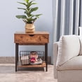thumbnail image 1 of JJS Side End Table, Nightstand, Bedside Table with Drawer and Storage Shelves, Sofa Table for Living Room, Bedroom, Accent Furniture, Easy Assembly, Rustic Brown, 1 of 7