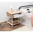 thumbnail image 1 of JJS Modern Wood End Table with Drawer and Storage Shelves in Oak/White, 1 of 5