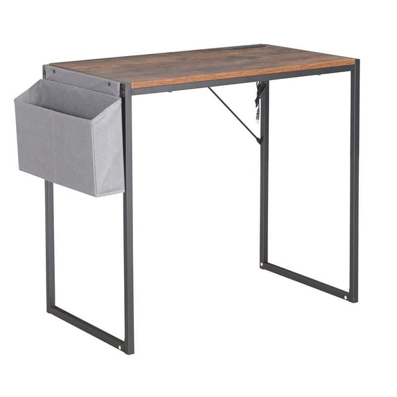 JJS Small Computer Desk Simple Style Writing Desk for Small Spaces 31 Inch Home Office Modern Student Study Laptop Writing Table with Storage Bag USB Hub, Rustic Brown/Black…