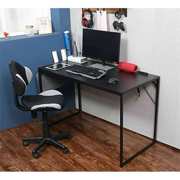 JJS Small Computer Desk Simple Style Writing Desk for Small Spaces 40 Inch Home Office Modern Student Study Laptop Writing Table with Storage Bag USB Hub, Black…