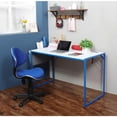 thumbnail image 1 of JJS Small Computer Desk Simple Style Writing Desk for Small Spaces 48 Inch Home Office Modern Student Study Laptop Writing Table with Storage Bag USB Hub, White/Blue, 1 of 7