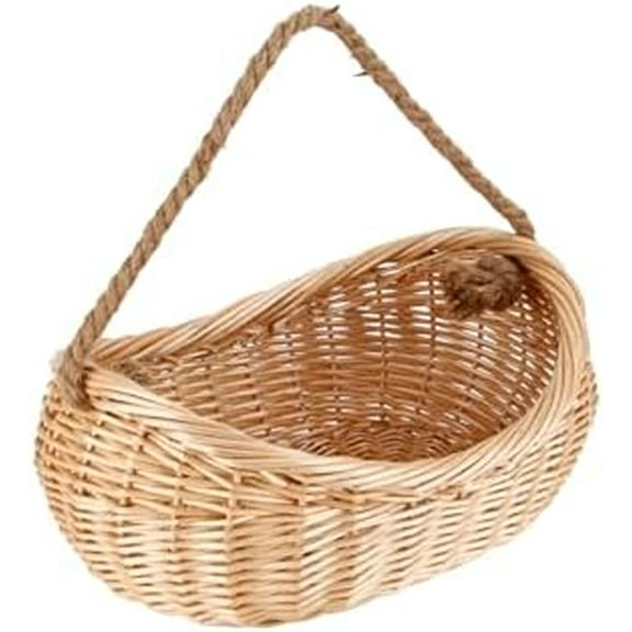 Wicker Woven Basket with Jute Rope Handle Garden Harvest Basket Wicker Storage Baskets for Picnic, Easter, Organizing, Gathering Vegetables, Large 17" x 12" x 5"